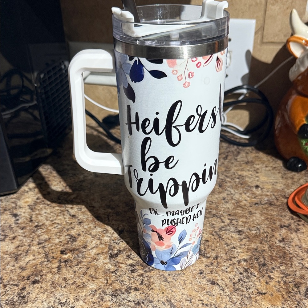 Floral Travel Mug with Funny Quote